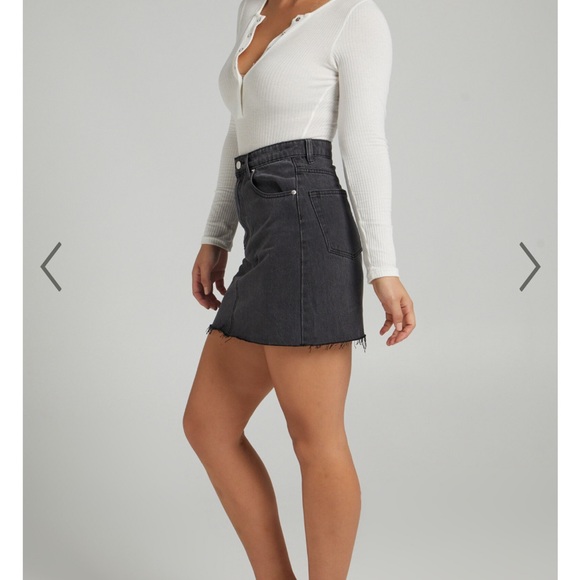 Showpo jean skirt Ryllie Recycled Cotton Denim Mini Skirt in Black Wash - Picture 3 of 4